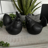 Matte Black Chickens 9cm - Cockerel & Hen