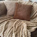 Faux Fur Hazel 50x50cm Ribbed Cushion - Semolina