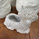 Highland Cow Sitting Neutral Planter 14.7cm