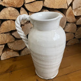 Cream / Off White Distressed Ceramic Jug with Twist Handle H31cm