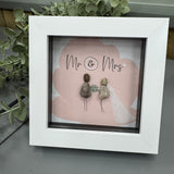 Mini Glitter Framed Pebble Art - 'And so your story begins. Happy Engagement'