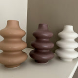 Neutral Ribbed Abstract Vases Brown - 2 sizes