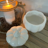 White Ceramic Glazed Pumpkin Storage Jar 12.6cm