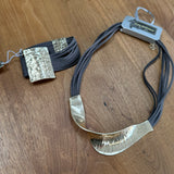 Eliza Gracious - Suede Tan stranded Bracelet with pale gold decoration