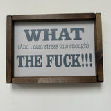 Small Rectangular Framed Grey Plaque - "What the F***!!"
