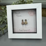 Mini Framed Pebble Art - White block square frame 12.5cm
'Here's to forever, Happy Engagement' PPMW100