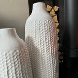 White Patterned Tall Vases - 2 sizes
