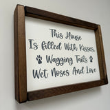 Small Rectangular Framed White Plaque - "This house is filled with wagging tails.."