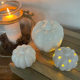 White Glazed Pumpkin Storage Jar