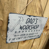 Metal Hanging Sign - Dad's Workshop
