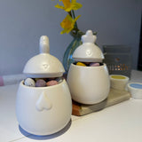 Matte White Small Egg Jars - Hen or Rooster