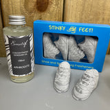 Aphrodite 'Stinky Feet' - Shoe & Bag Fragrant Fresheners Part of our new aromatherapy range, these are the modern-day shoe & sports bag fresheners! 2 pairs of trainer-shaped 'Stinky Feet' fragrant fresheners infused with the stunning Aphrodite Fragrance.