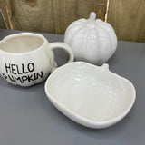White Ceramic Pumpkin Dish 13 x 12.5cm
