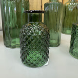 Dark Green Small Glass Bottle Vases - 2 styles