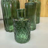 Dark Green Small Glass Bottle Vases - 2 styles