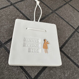 Radar - Poetry White Ceramic hanging Tile 6cm 
Quote engraved in the Tile - 'Always by your Side' with a gold Angel figurine
Mounted on a gift card to write your own message inside 10cm 