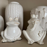 Off White / Cream distressed Ceramic Glazed Frog Decorative with fun expressions
Available in two expressions - Wondering H17cm & Smiling H14cm