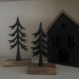 Black Metal Tree on Wooden Base - 2 sizes