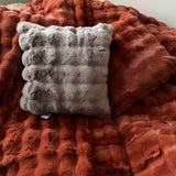 Malini Faux Soft Square Raffles Cushion - Taupe