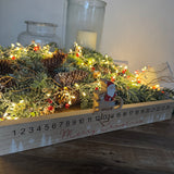 Long Wooden L39.5cm Advent Calendar Counter with Santa on a sleigh Marker to count the days down