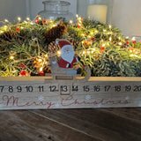 Long Wooden Advent Calendar with Santa on a sleigh