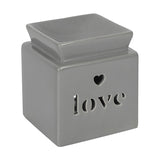 Wax Burner Grey Ceramic - 'Love'