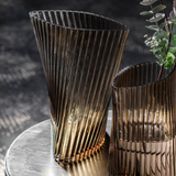 Gallery -Vassa Brown Ribbed Vases Small H25 & Large H30cm