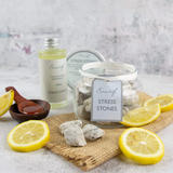 The Anti-Stress blend! This 100ml Stress Stone Concentrated Refresher Oil is expertly blended by hand here in the heart of East Sussex using only the finest quality ingredients.  A blend of 11 natural essential oils designed to help you destress and naturally reduce feelings of anxiety using the power of nature and aromatherapy. Recreate the feeling of tranquillity and calm, in a world which sometimes feels out of control.
