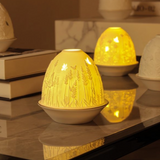 Light Glow Lithophane Oval Dome H10.6cm T-Light Candle Holder Lavender Design