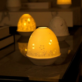 Light Glow Lithophane Oval Dome H10.6cm T-Light Candle Holder Busy Bees Design