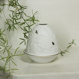 Light Glow Lithophane Oval Dome H10.6cm T-Light Candle Holder Robins Design
