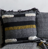 Tufted Blocks Cushion with Fringe 45cm