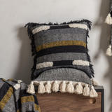 Tufted Blocks Cushion with Fringe 45cm