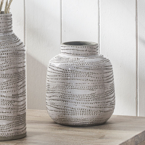 Alina White Stoneware Dot Design Vase - 2 sizes