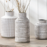 Alina White Stoneware Dot Design Vase - 2 sizes