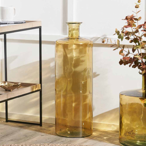 Amber Recycled Glass Tall Bottle Vase H75xD25cm