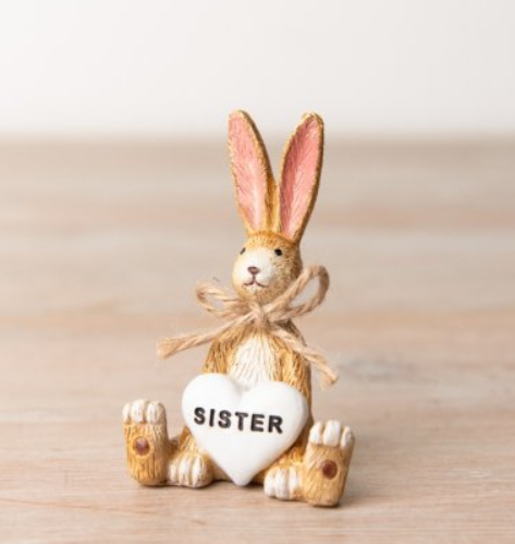 Ruth Rabbit Sitting Figure with heart - 'Sister'