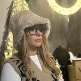 Faux Fur Bucket Hat - Stone