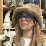 Faux Fur Bucket Hat - Stone