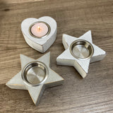 Retreat - Whitewashed Star T-light Holders