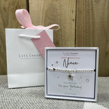 Life Charms the Thoughtful Jewellery Co. Just Because Bracelet Collection; Happy Birthday Niece It's your Birthday! x in gift box (included) with LC gift bag (sold separately for £2)