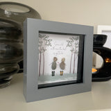 Mini Framed Pebble Art - Grey block square frame 12.5cm 'Grow old with me. the best is yet to be'