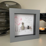 Mini Framed Pebble Art - Grey block square frame 12.5cm 'Best friends come in all shapes and sizes'