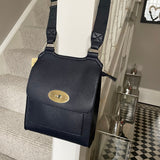 Faux Leather Slim Body Bag - Navy