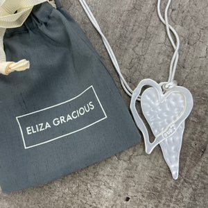 Eliza Gracious - Short Twin Love Heart Necklace | Matt Silver & Pale Gold