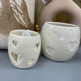 Ceramic Heart Debossed Pot - Cream