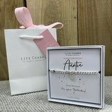 Life Charms the Thoughtful Jewellery Co. Just Because Bracelet Collection; Happy Birthday Auntie It's your Birthday! x in gift box (included) with LC gift bag (sold separately for £2)