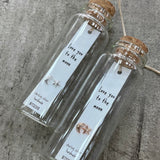 Sweet moon & star earrings in a message bottle saying "love you to the moon" - available in silver or rose gold