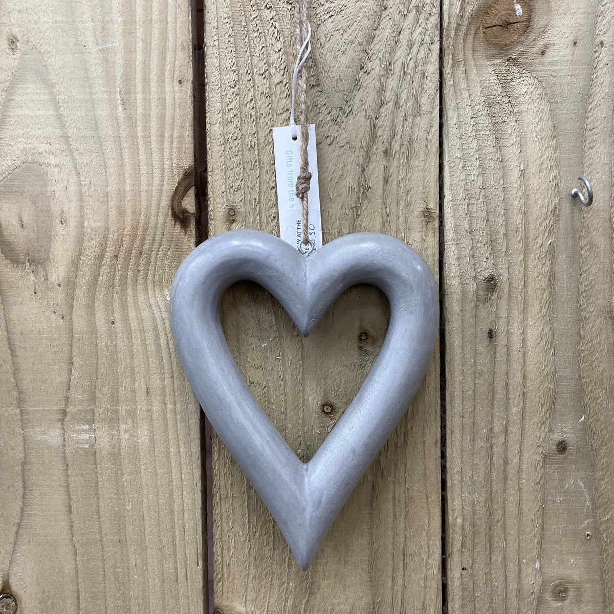 Wooden Grey Hanging Heart With White Detail Hanging Heart -  in 2023