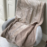 Malini Cosy Super Soft Fleece throw with Sherpa Reverse Colour - Mink 150x200cm